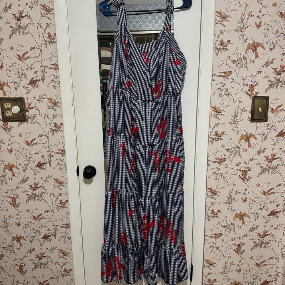 SHEIN Gingham Maxi Dress | Red Lobster Print | Coastal Preppy
